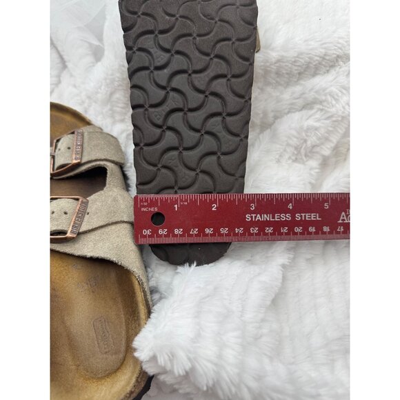 Birkenstock Arizona Suede Leather Sandals Tan Dual Strap Slip-On Footbed Size 39 - Picture 16 of 16